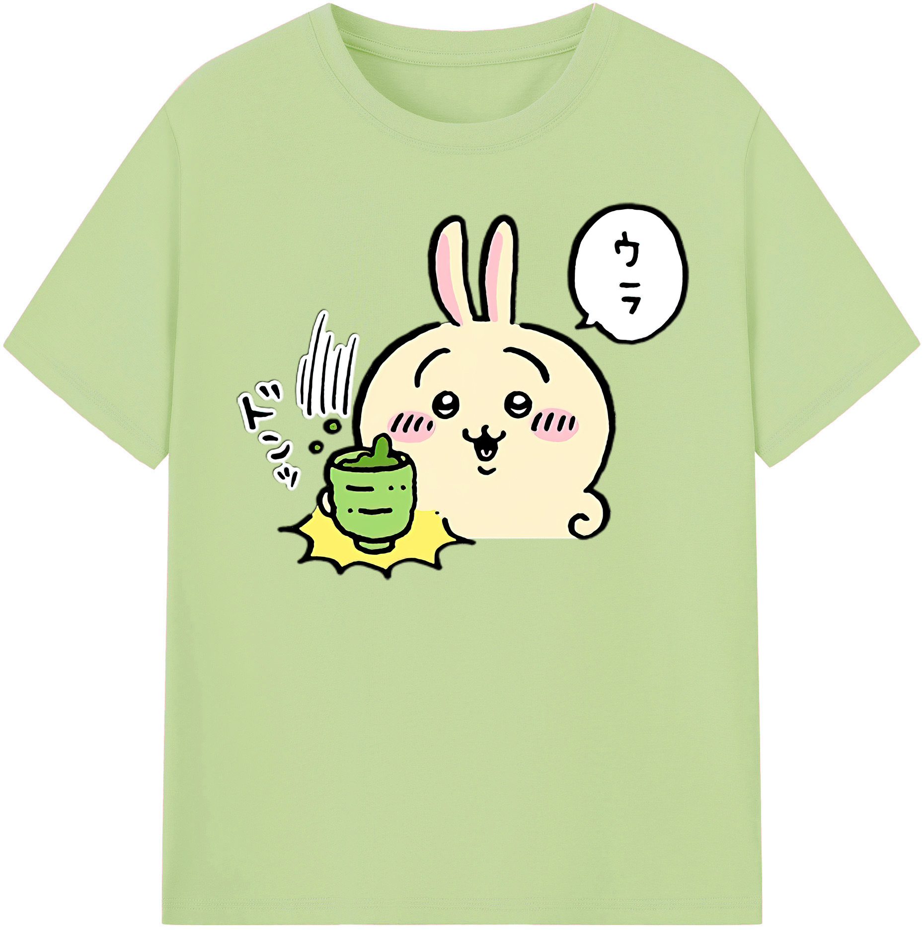 （画像用） ちいかわ うさぎ Chii-kawa usagi 綿100％半袖Tシャツ（フロントプリント）